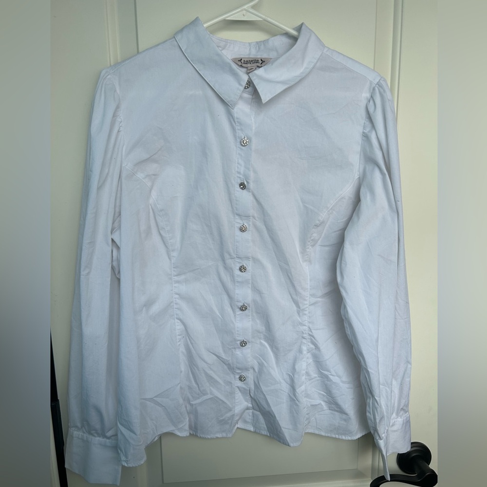 Nanette Lepore Classic White Button Down Shirt